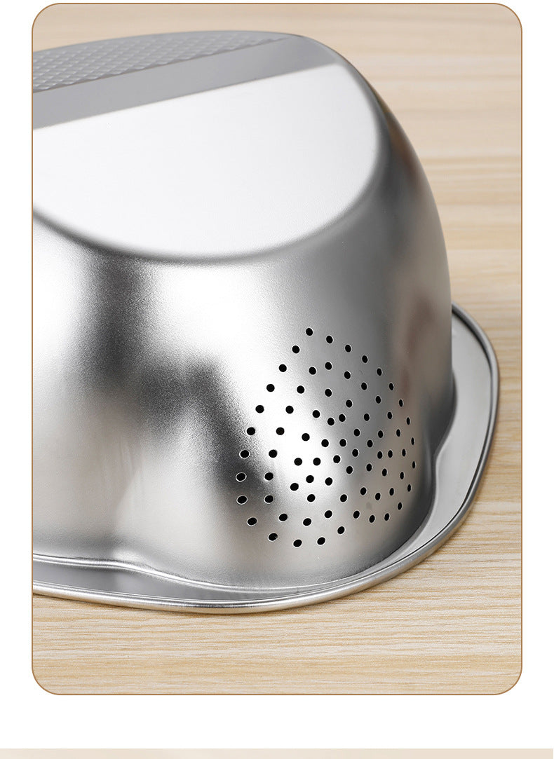 304 stainless steel rice washing basin rice washing sieve household kitchen drain basin washing basin fruit and vegetable filter basket rice washing artifact