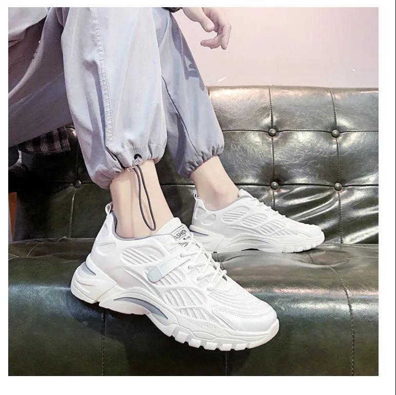 Cross-border wholesale spring and autumn new men's shoes Korean version of trendy casual shoes breathable sneakers men's inner height increase dad shoes
