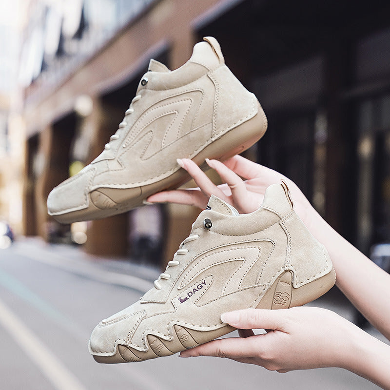 DAGY Dior Ram Autumn and Winter Women's Retro High-Top Casual Shoes Genuine Leather Soft Sole Anti-Slip Cargo Shoes Trendy Women