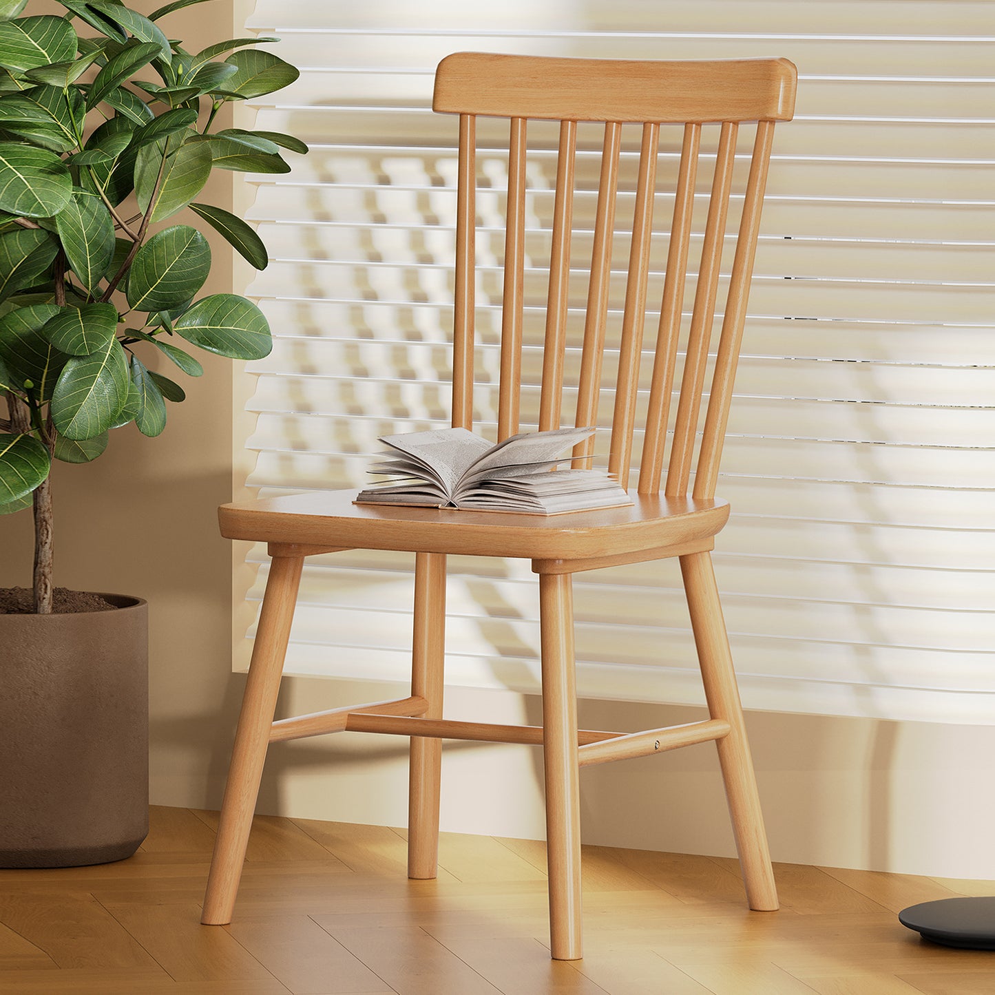 Solid wood backed dining chair