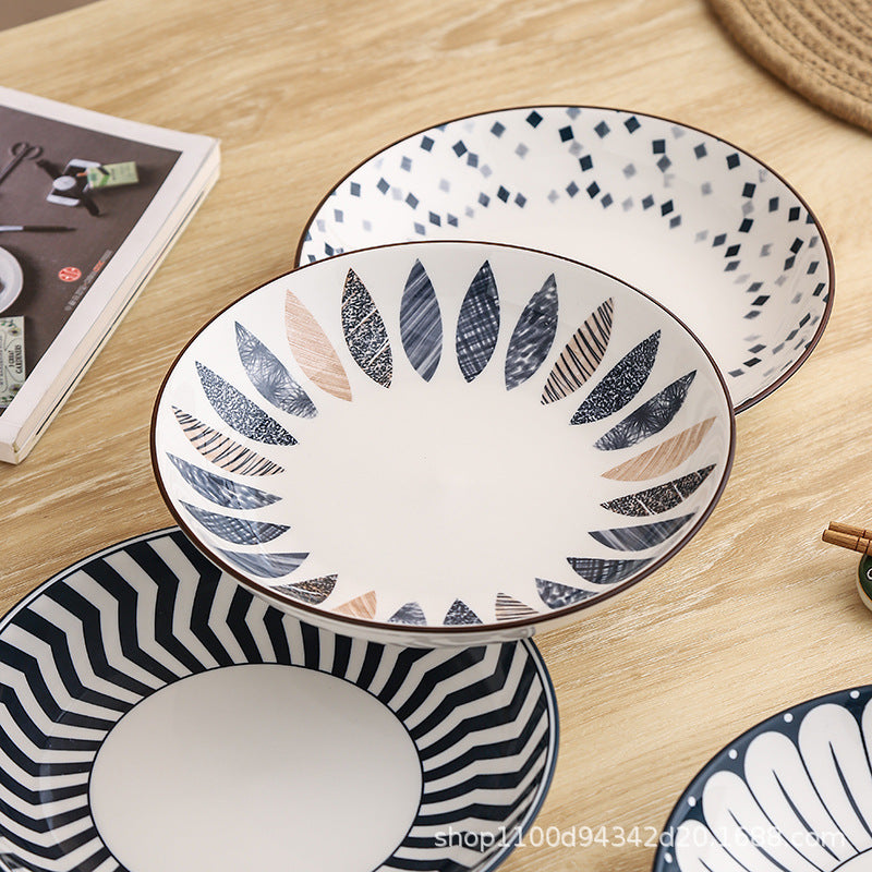 underglaze color Japanese deep dish soup plate dish dish plate household 2022 new ceramic bowl plate high-value tableware dinner plate