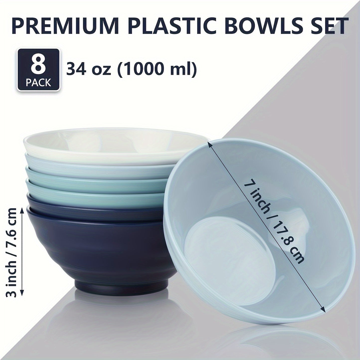 8pcs plastic bowl soup bowl salad bowl rice bowl unbreakable bowl kitchen living room home party party