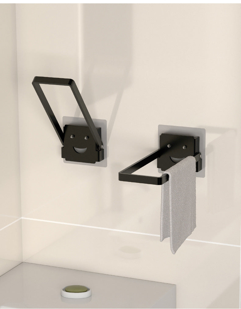 Non-perforated bathroom towel rack, toilet bath towel rack, kitchen shelf, wall corner seam storage shelf, folding and wall hanging
