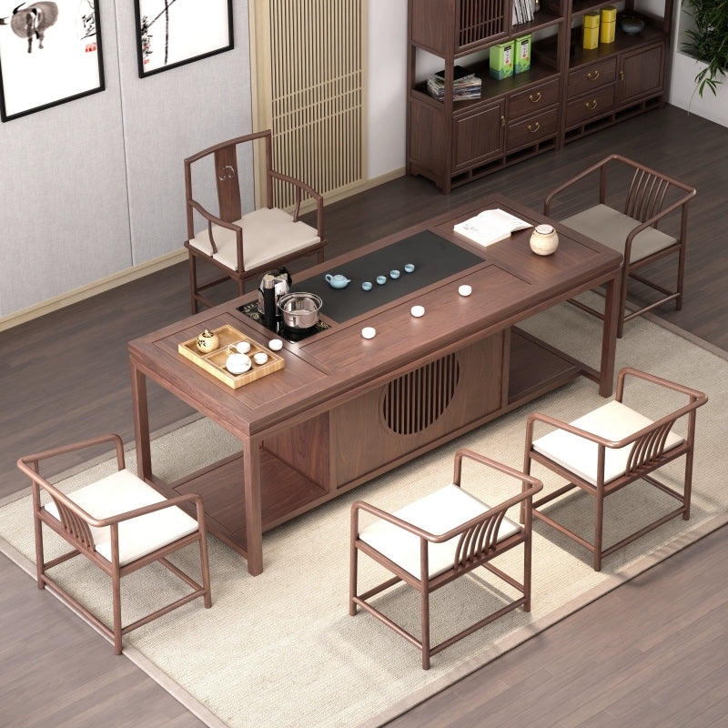 Wooden tea table and chair combination