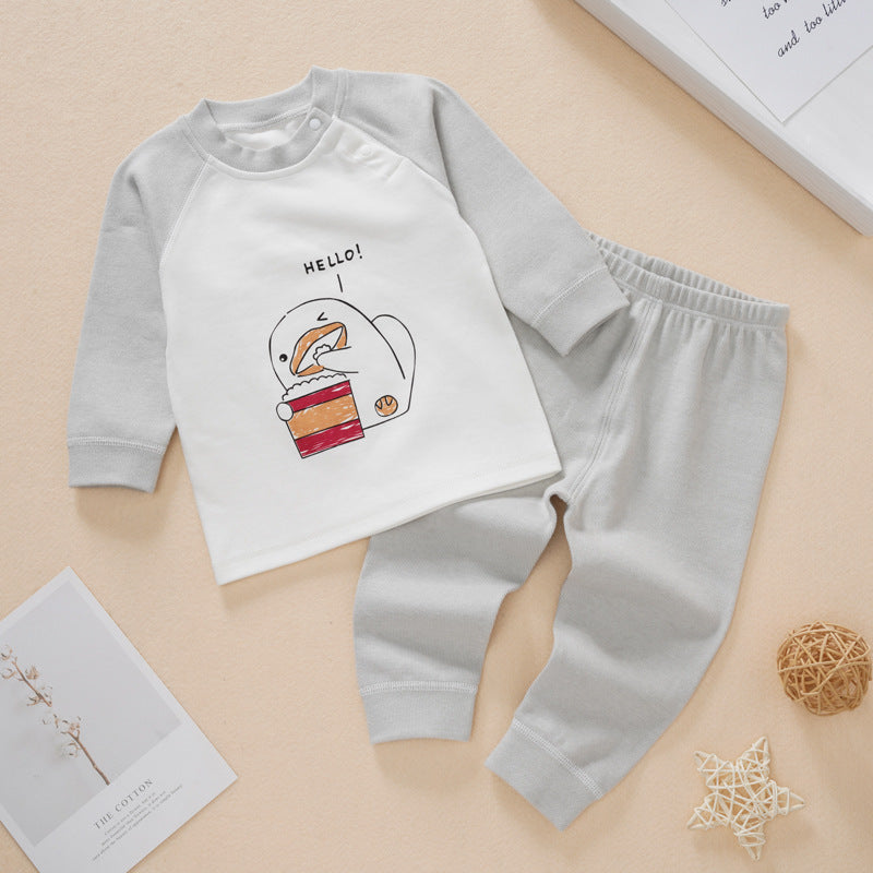 Girls' autumn clothes new baby boy home set Korean cartoon boy thickened autumn clothes and autumn pants underwear two-piece set