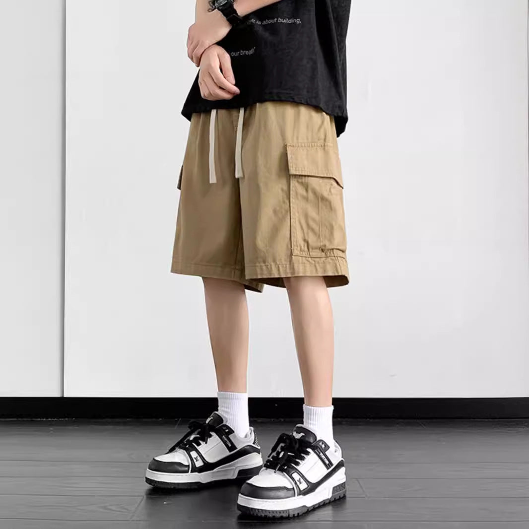 Shorts, men's summer trend, American army green cargo pants, thin loose five-point pants, casual straight cotton pants