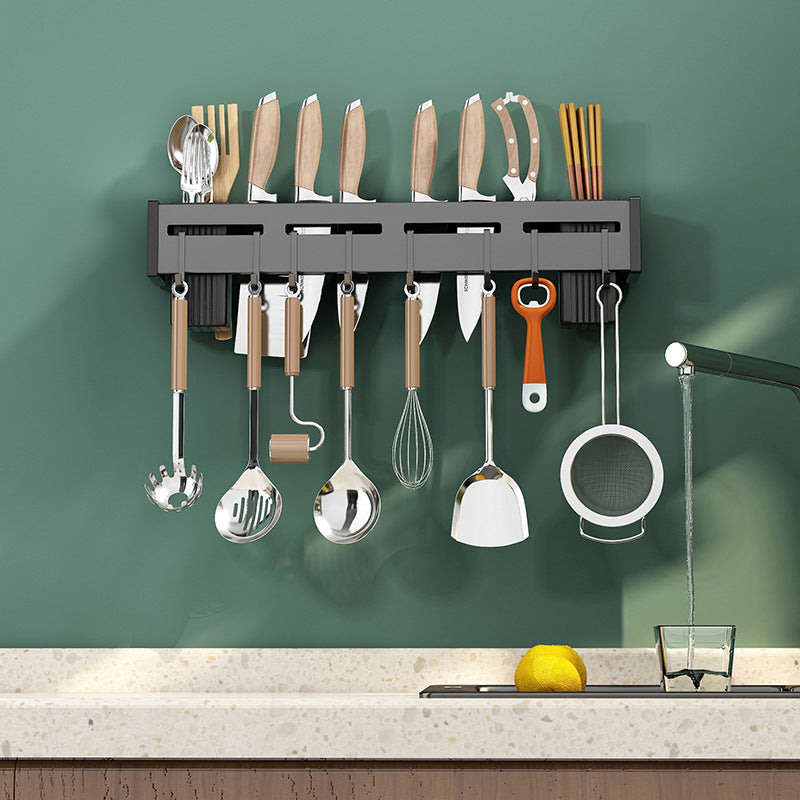 Stainless steel knife holder kitchen knife kitchen supplies multifunctional rack wall-mounted chopstick holder knife integrated storage rack