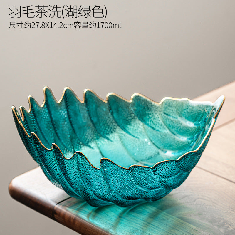 Japanese-style colored phoenix glass plate
