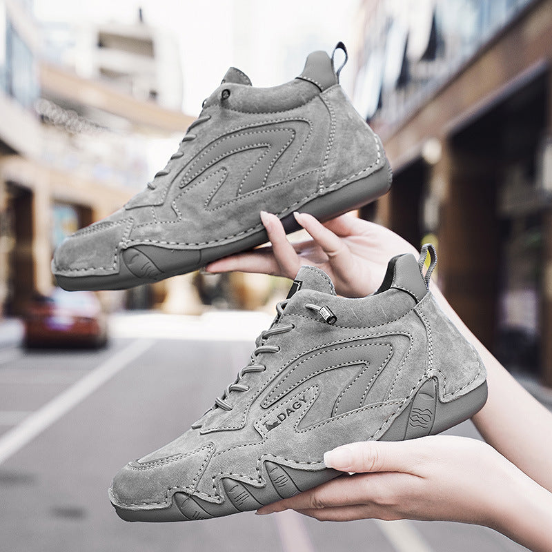 DAGY Dior Ram Autumn and Winter Women's Retro High-Top Casual Shoes Genuine Leather Soft Sole Anti-Slip Cargo Shoes Trendy Women