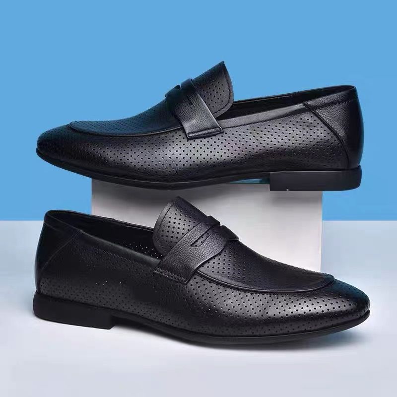 Men's Shoes 2024 New Black Casual Men's Leather Shoes Leather Trend Soft Sole Soft Surface British Business Shoes Men