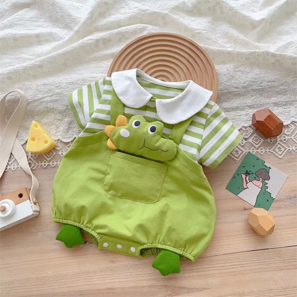 boy baby summer short sleeve bag fart clothes boy and girl baby triangle crawl clothes summer clothes newborn fashion cartoon ha clothes