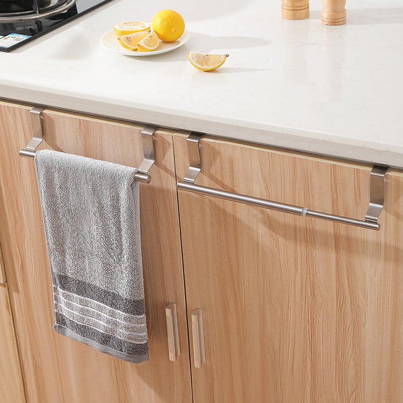 Non-perforated stainless steel towel rack household cabinet door hook rack bathroom single rod towel rack bath towel rack wholesale