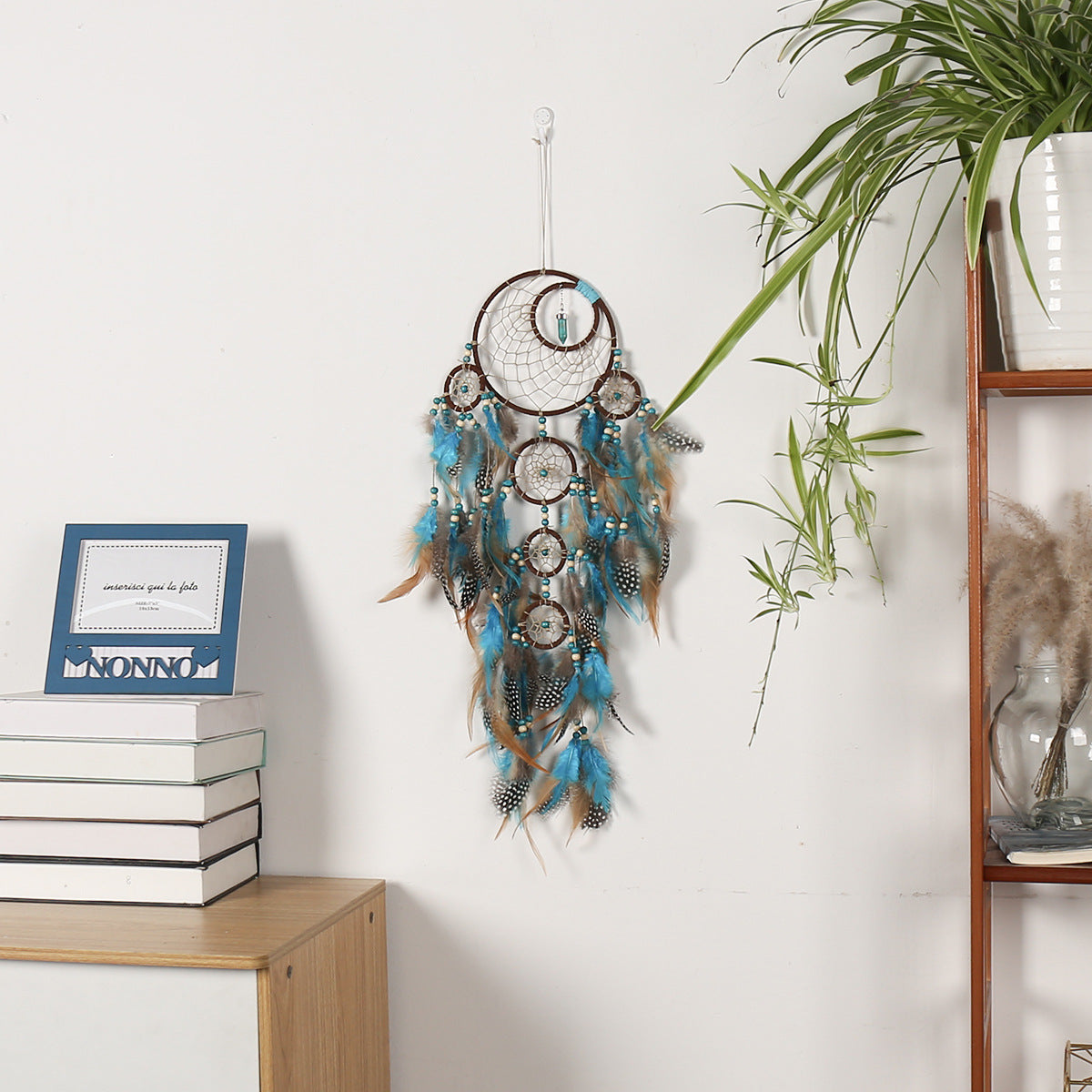 Cross-border dream catcher five-ring dream catcher hanging jewelry home wedding interior decoration wall hanging pendant creative gift