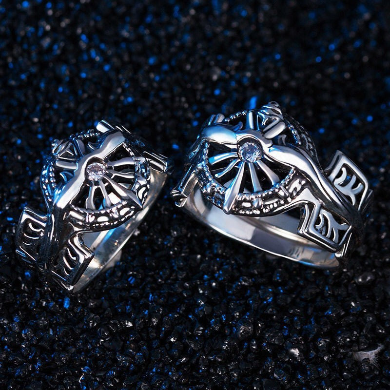 Final Fantasy Ring of Radiance Male Lucis Anime Peripheral Ring Retro Distressed Men's Open Ring