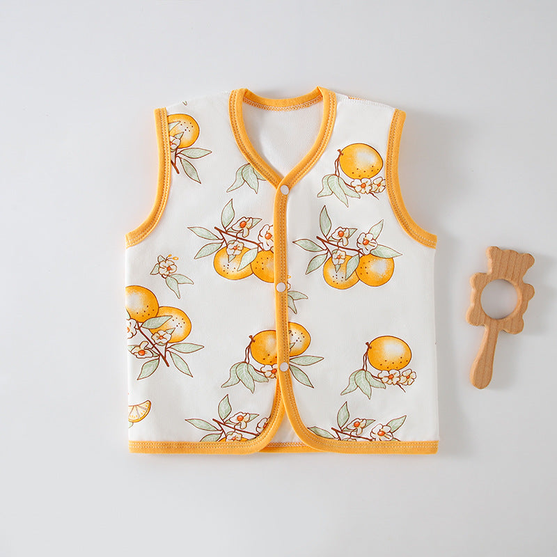 Children's vest class a baby clothes padded warm horse jacket shoulder baby vest 40g thin cotton autumn winter cardigan