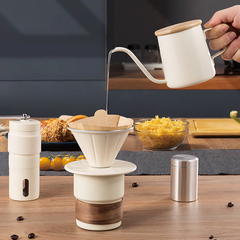Pour-over coffee set, outdoor camping, coffee equipment, portable travel coffee pot, hand grinder, coffee machine