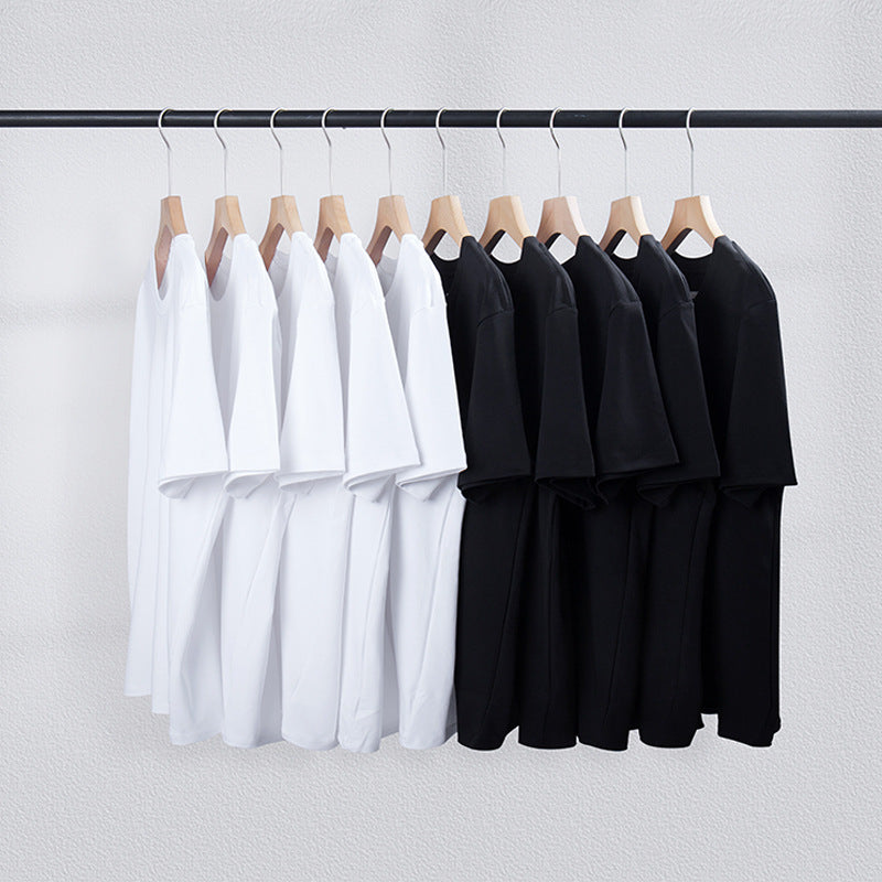 CVC cotton T 3rd generation water cloud cotton rugged t-shirt short sleeve men's and women's summer round neck half sleeve white t-shirt base shirt
