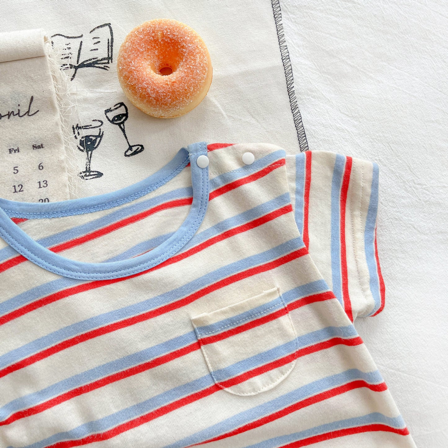 Baby onesies summer thin men and women baby stripes short sleeve crawler clothes Ha clothes newborn clothes cotton summer