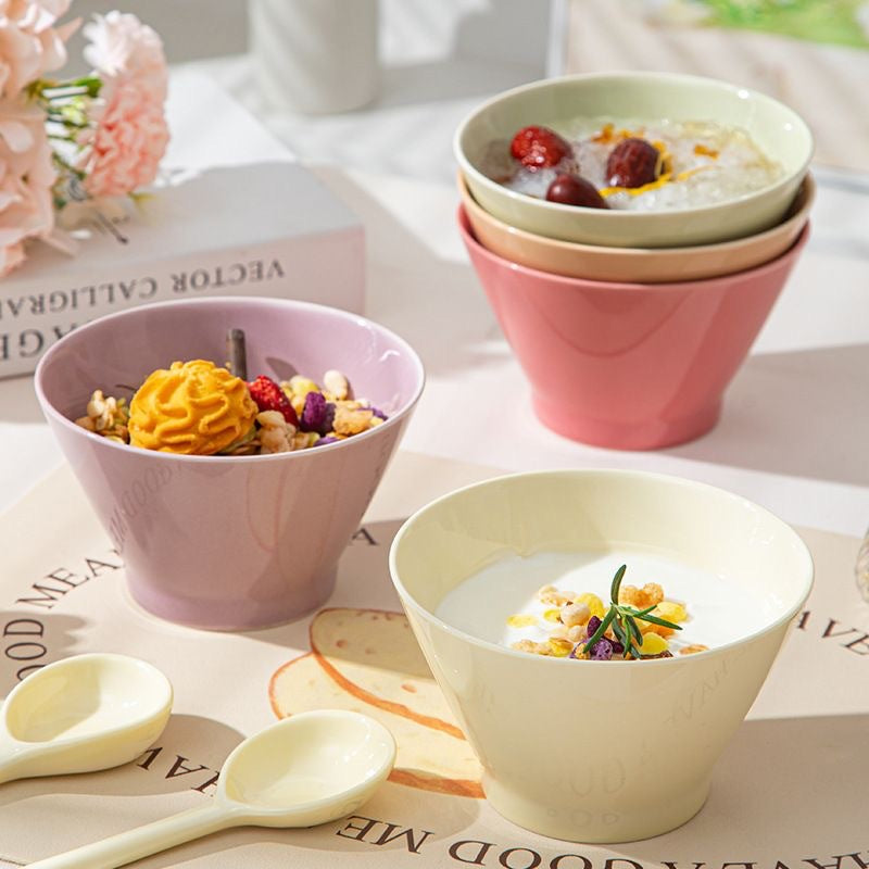 Milk fufu hat ceramic bowl household underglaze color yogurt bowl dessert bowl high value meal bowl breakfast oatmeal bowl