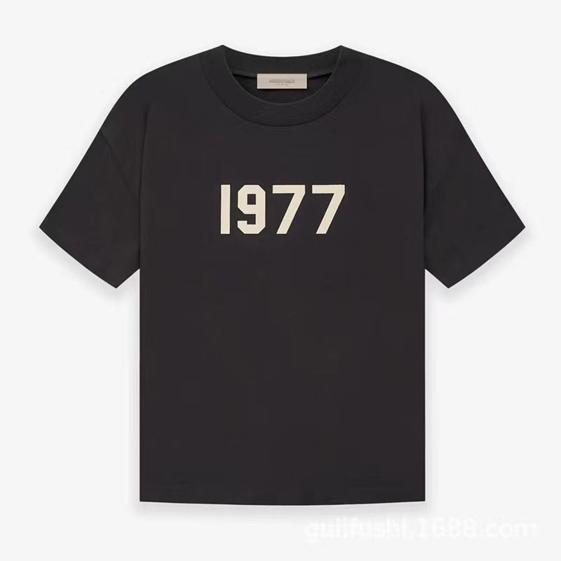 1977 Iron Black Essentials Short Sleeve Men's T-Shirt Trendy Brand Fog High Street 2022 Spring Summer Ningbo Quality Original Factory