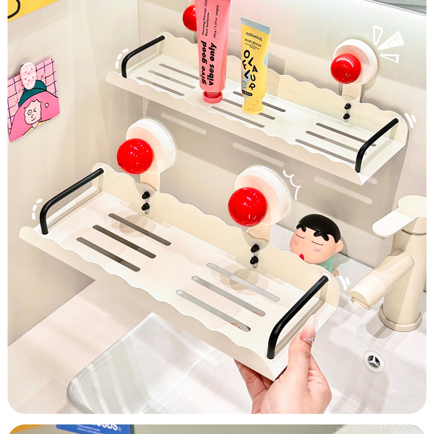 Bathroom suction cups, shelves, faucets, non-perforation, washbasins, storage racks, toilets, wall-mounted storage artifacts
