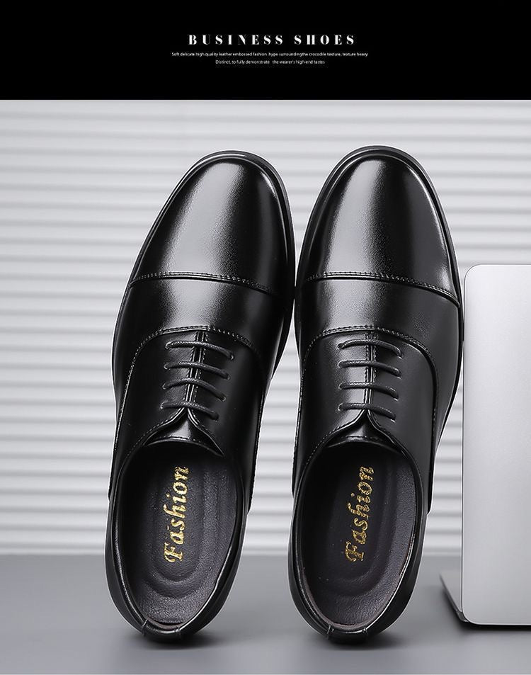 Men's shoes, new business casual leather shoes, three-joint security standard work shoes, black four-season soft-soled soft-faced leather shoes