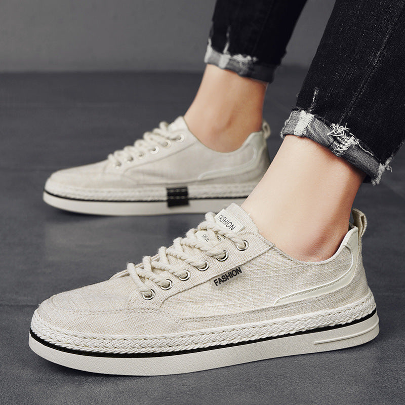 2024 Canvas Men's Shoes Spring Casual One Foot Slip Old Beijing Cloth Shoes Men's Black Sneakers Soft Sole Working Dad