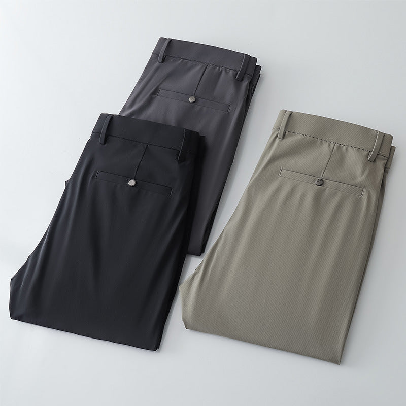 New summer men's slacks, ice silk thin trousers, young and middle-aged men's brand trousers, 5A grade antibacterial pants