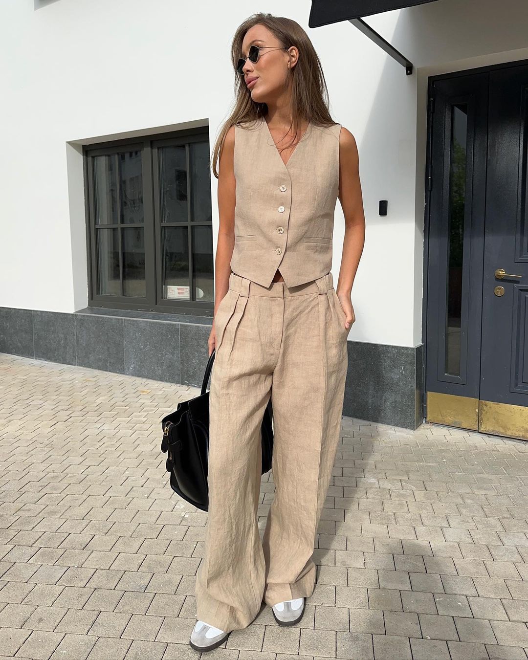Cross-border vest casual pants two-piece set European and American spring and summer 2025 new women's fashion sleeveless vest low-waisted pants set