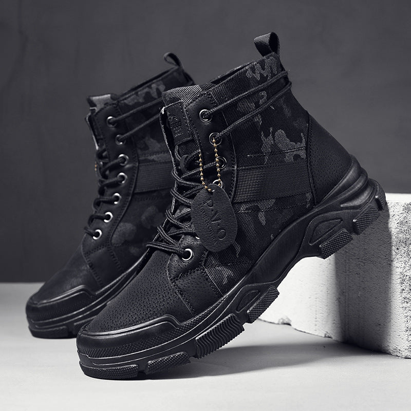 Popular outdoor trend martin boots plus size four seasons cloth men's boots camouflage pattern velvet thickened boots wholesale