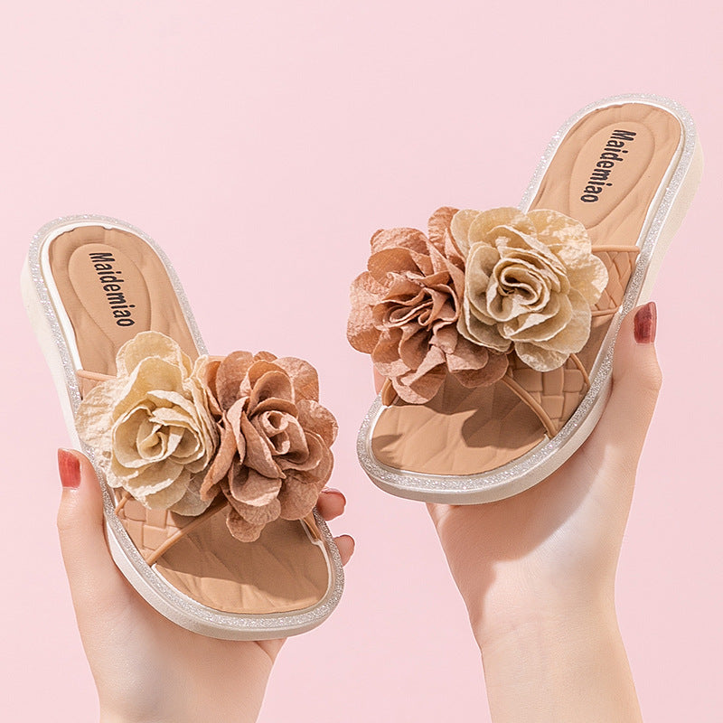 2025 New Kids Fashion Pearl Slippers Wholesale Summer Wear Non Slip Girls Indoor Soft Sole Princess Flip Flops