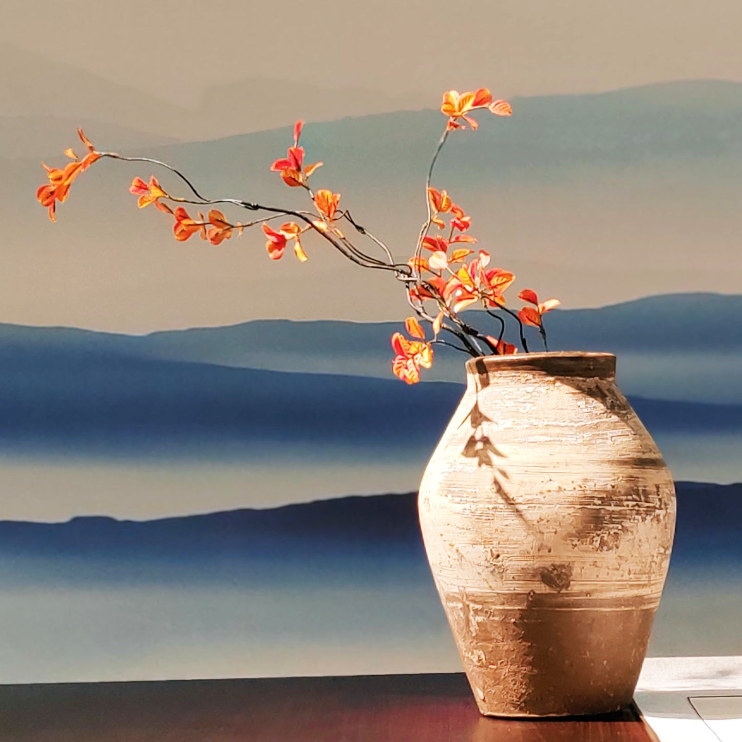 Ceramic vase, wabi-sabi style, dried flower arrangement, handmade vintage stoneware arrangement, vase, home, hotel, B&B, antique vase