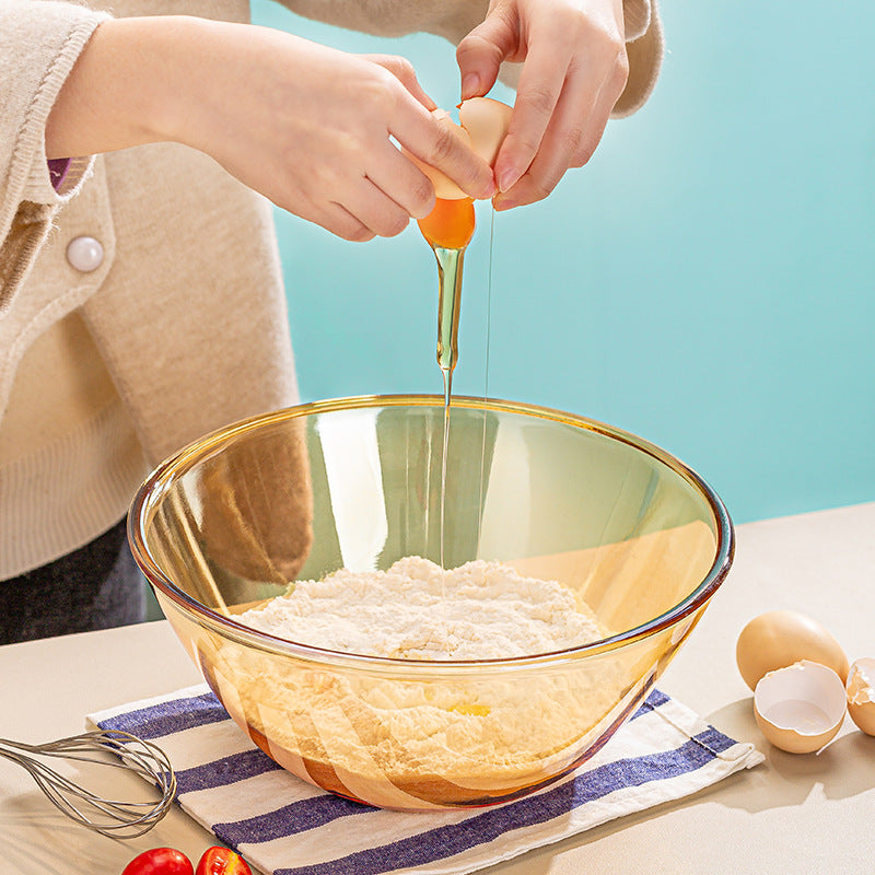 Home Use Clear & Basin Baking Stirring Egg Beating Glass Bowl Cooking Salad Bowl Student Dormitory Large Instant Noodle Bowl