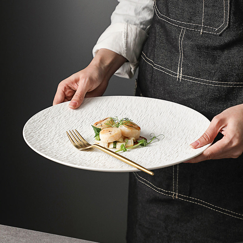 Ceramic steak plate, high-quality western plate, round plate, home steak plate, pasta plate, hotel personality plate