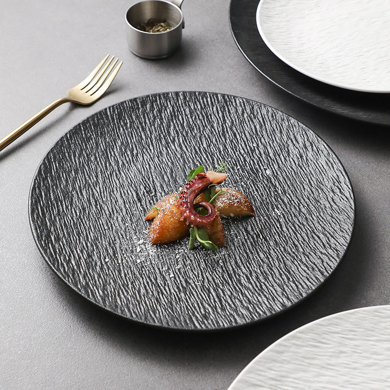 Ceramic steak plate, high-quality western plate, round plate, home steak plate, pasta plate, hotel personality plate