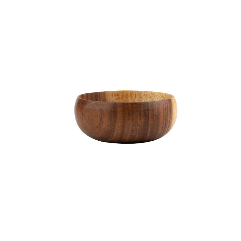 Acacia Wood Japanese Style Children's Wooden Bowl Creative Baby Wooden Ramen Rice Bowl Soup Bowl Instant Noodle Bowl Ins Tableware Set
