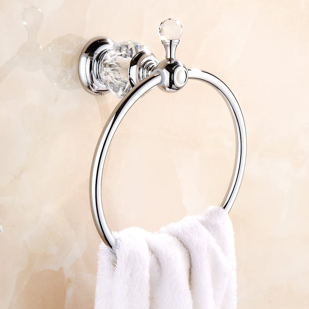 Unique Crystal Towel Ring Bathroom Wall Mounted Towel Ring Towel Rack Polished Chrome Gold Black Dropshipping