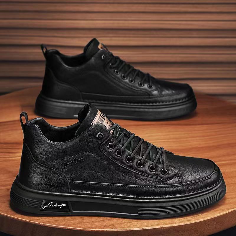 Casual Shoes Autumn Men's Shoes 2023 New Kitchen Waterproof Anti Skid Board Shoes Men's Casual Leather Shoes Black Work Shoes