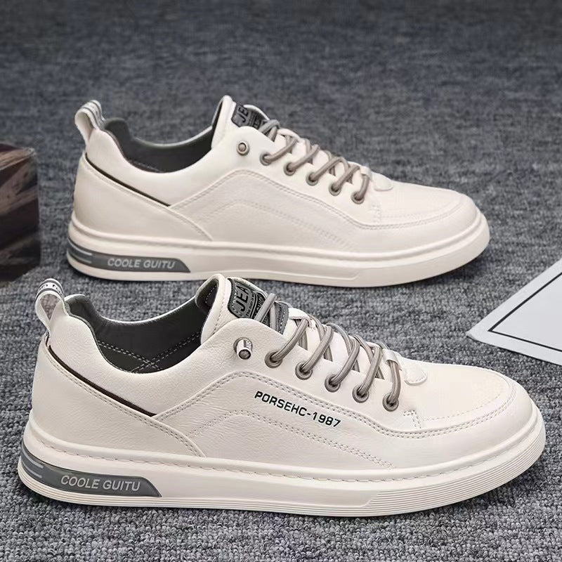 Men's Shoes 2024 New Spring Men's Casual Leather Shoes Korean Trendy Versatile Sneakers Men's Small Whiteboard Shoes