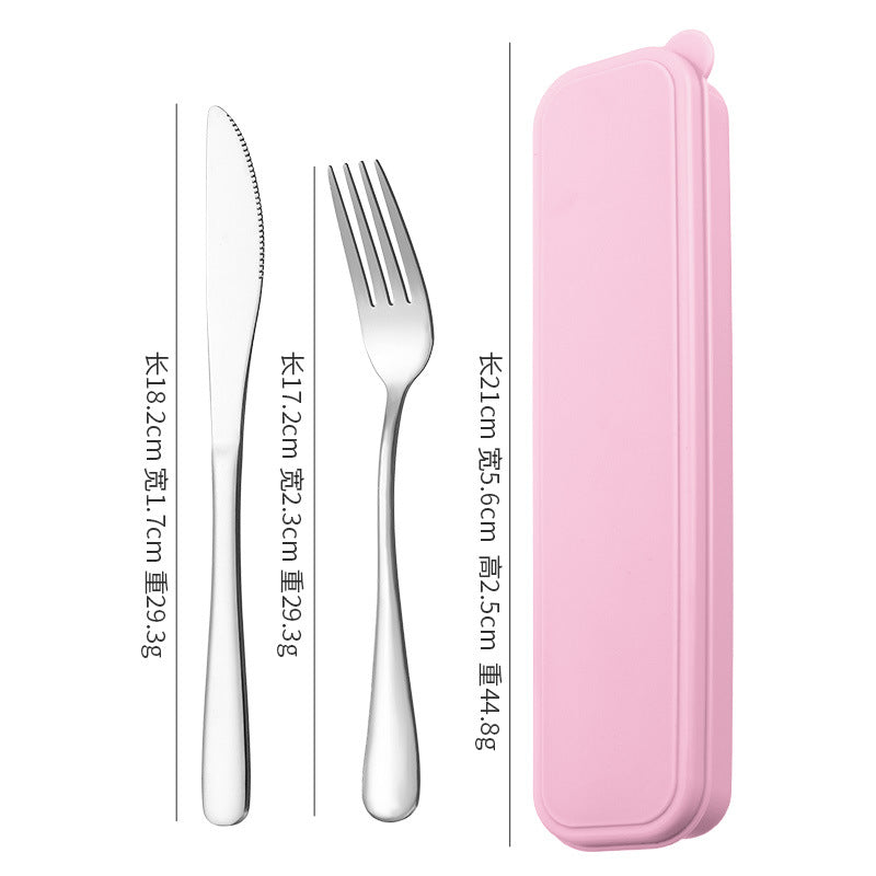 Creative stainless steel portable cutlery knife, fork and spoon three-piece set of home simple student outdoor creative set gifts