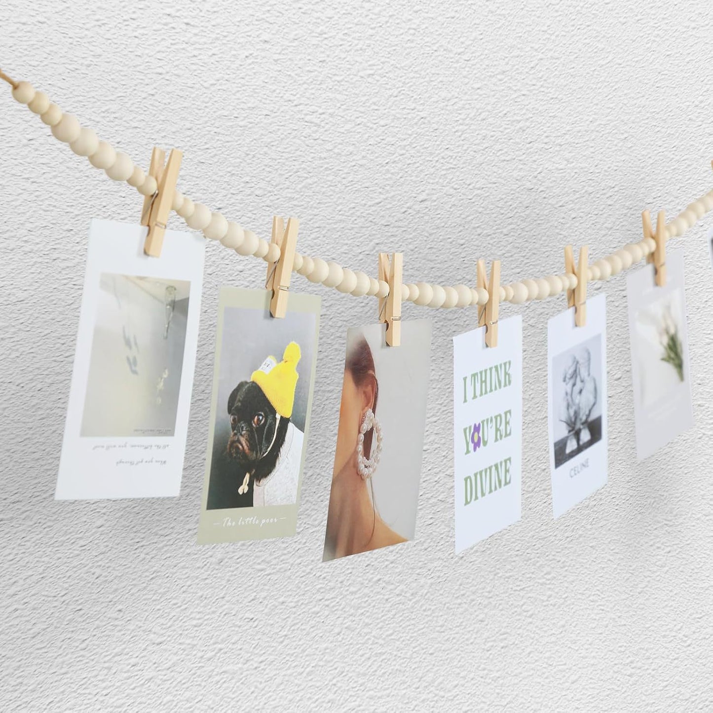 Cross-border wooden bead photo storage clip, home classroom organization and storage, personal photo wall decoration and hanging