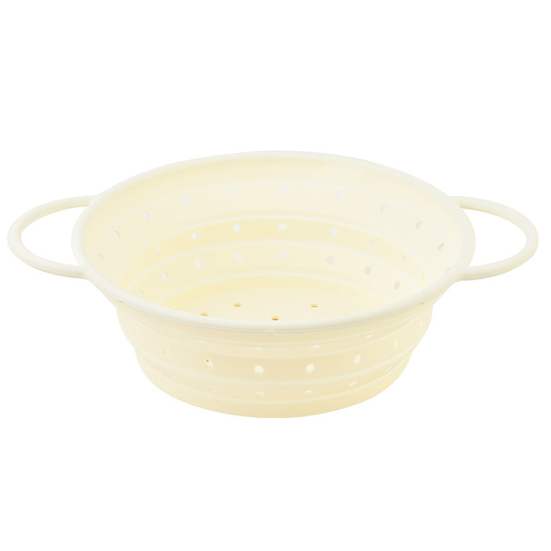 Manufacturer Wholesale Silicone Folding Drainage Basket Household Washing Fruit Basket Round Vegetable Washing Basin Fruit and Vegetable Basket Kitchen Tools