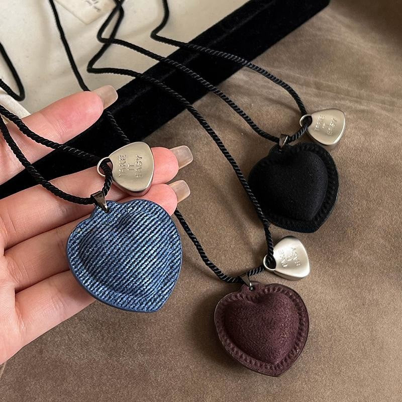 ins blogger denim love string necklace 2024 new fashion trend sweater chain niche simple necklace women