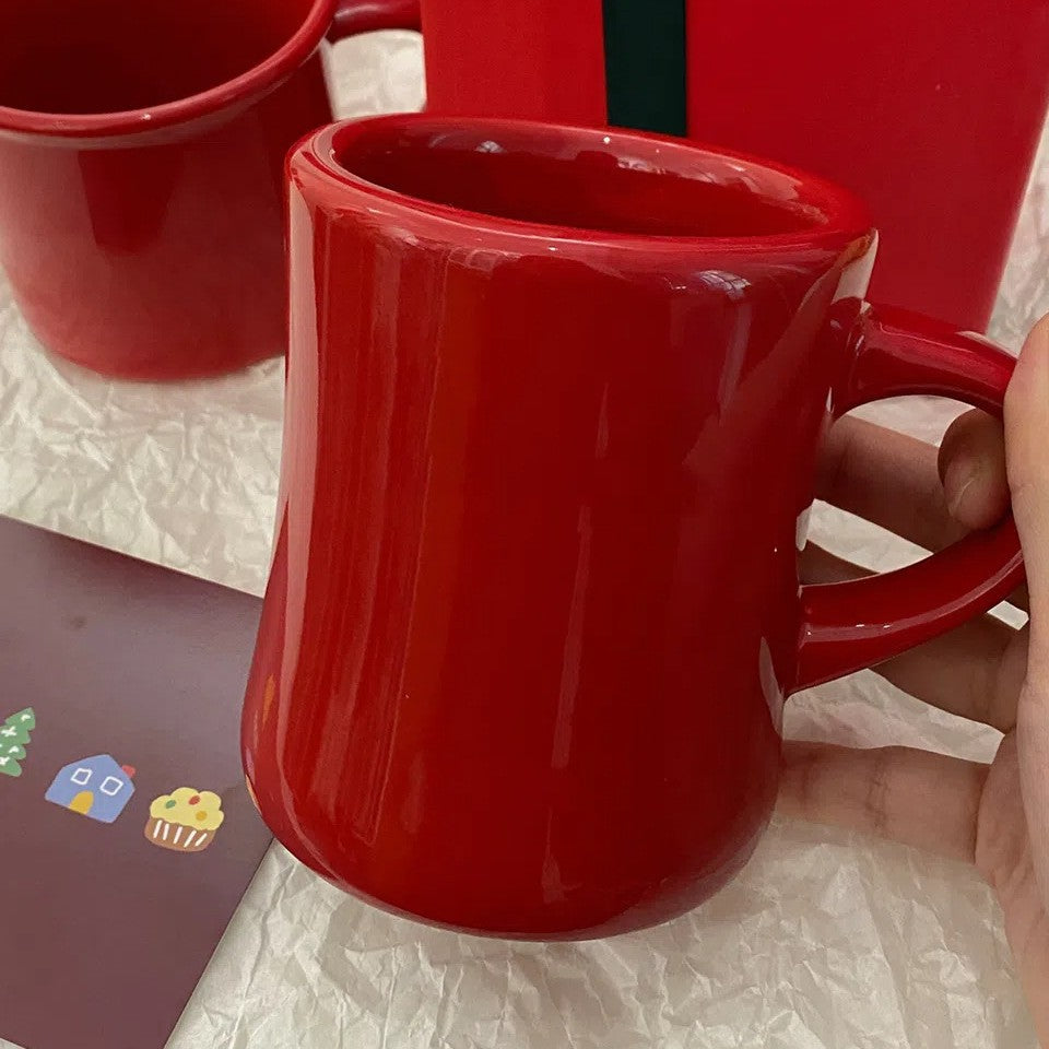 Christmas red lucky ceramic mug girlfriend couple gift breakfast coffee milk mug ins style ceramic mug