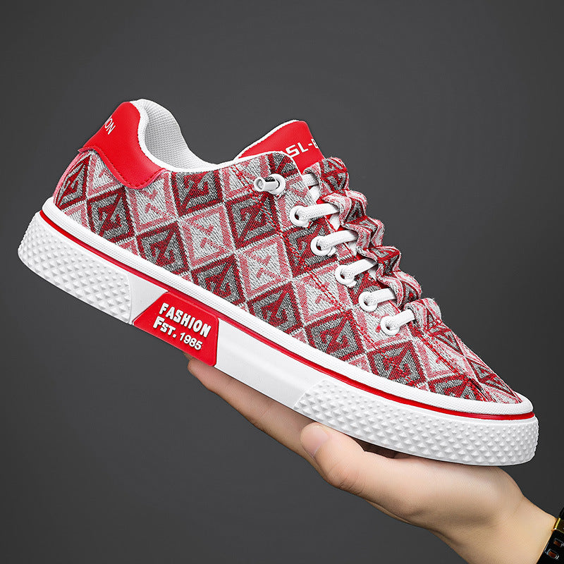 Summer 2024 New Trendy Versatile Breathable Casual Canvas Shoes Men's Round Toe Low Top Flat Men's Sneakers Trendy Shoes
