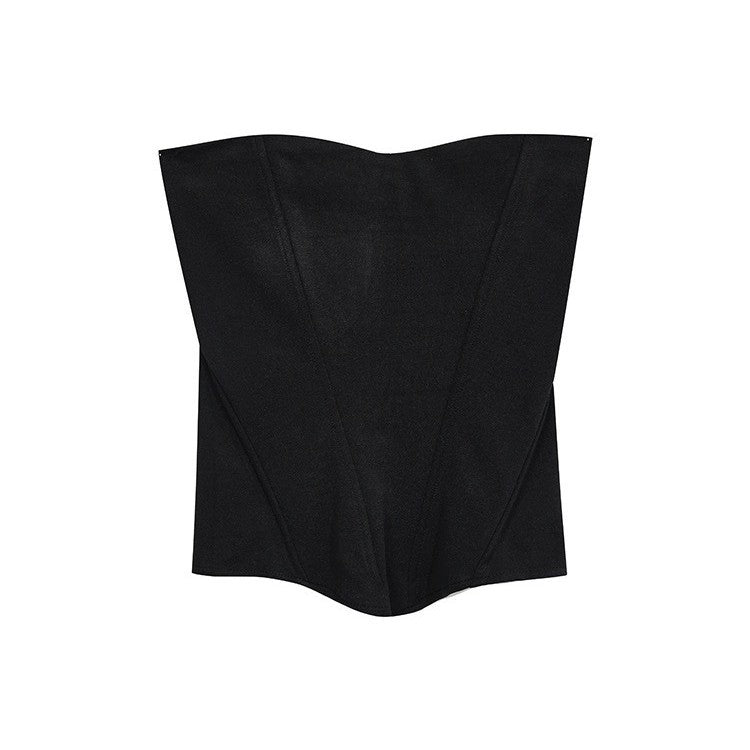 Sexy black herbone bandeau top, women's summer hot three-dimensional design, wear slim and thin, wrap chest vest
