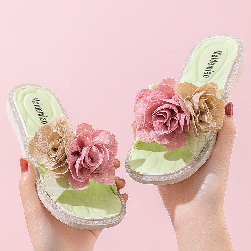 2025 New Kids Fashion Pearl Slippers Wholesale Summer Wear Non Slip Girls Indoor Soft Sole Princess Flip Flops