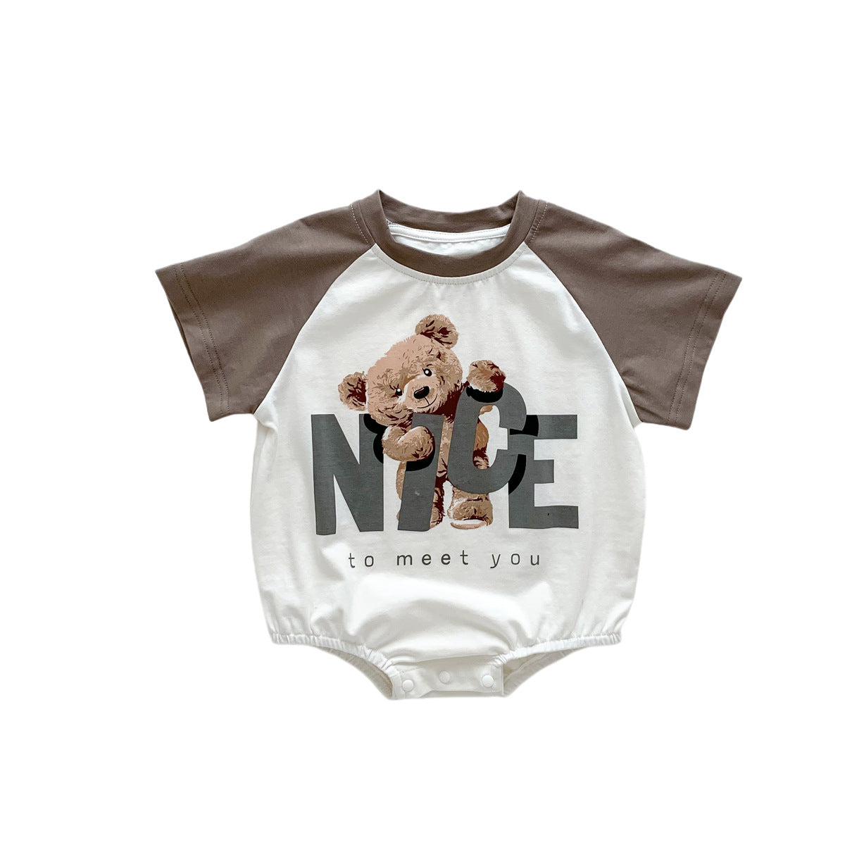 Trendy thin summer Korean version loose men's treasure triangle bag fart clothes baby brown bear soft and comfortable cotton crawling clothes