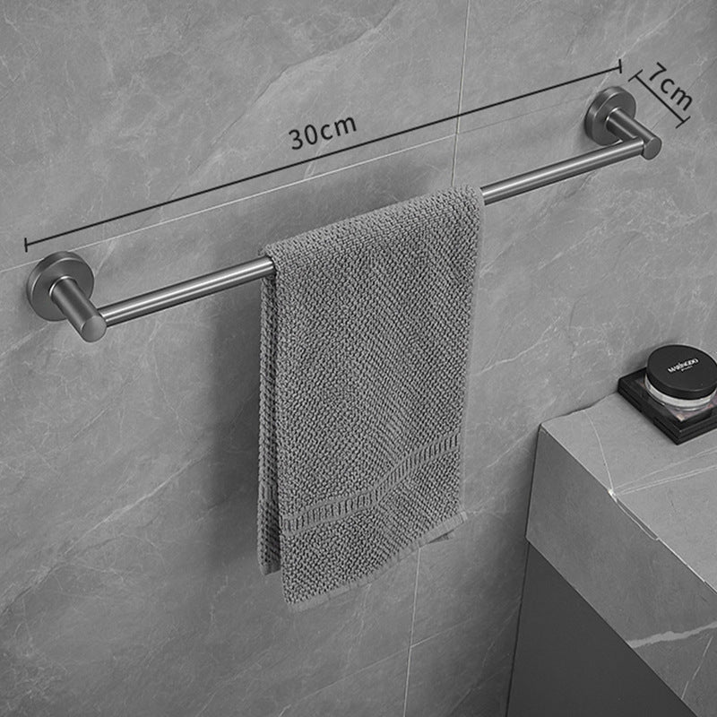 Gun Grey Single Pole Towel Bar Stainless Steel Bathroom Bath Towel Rack Wall Mounted Bathroom Towel Rack Double Pole Hanging Towel Rack
