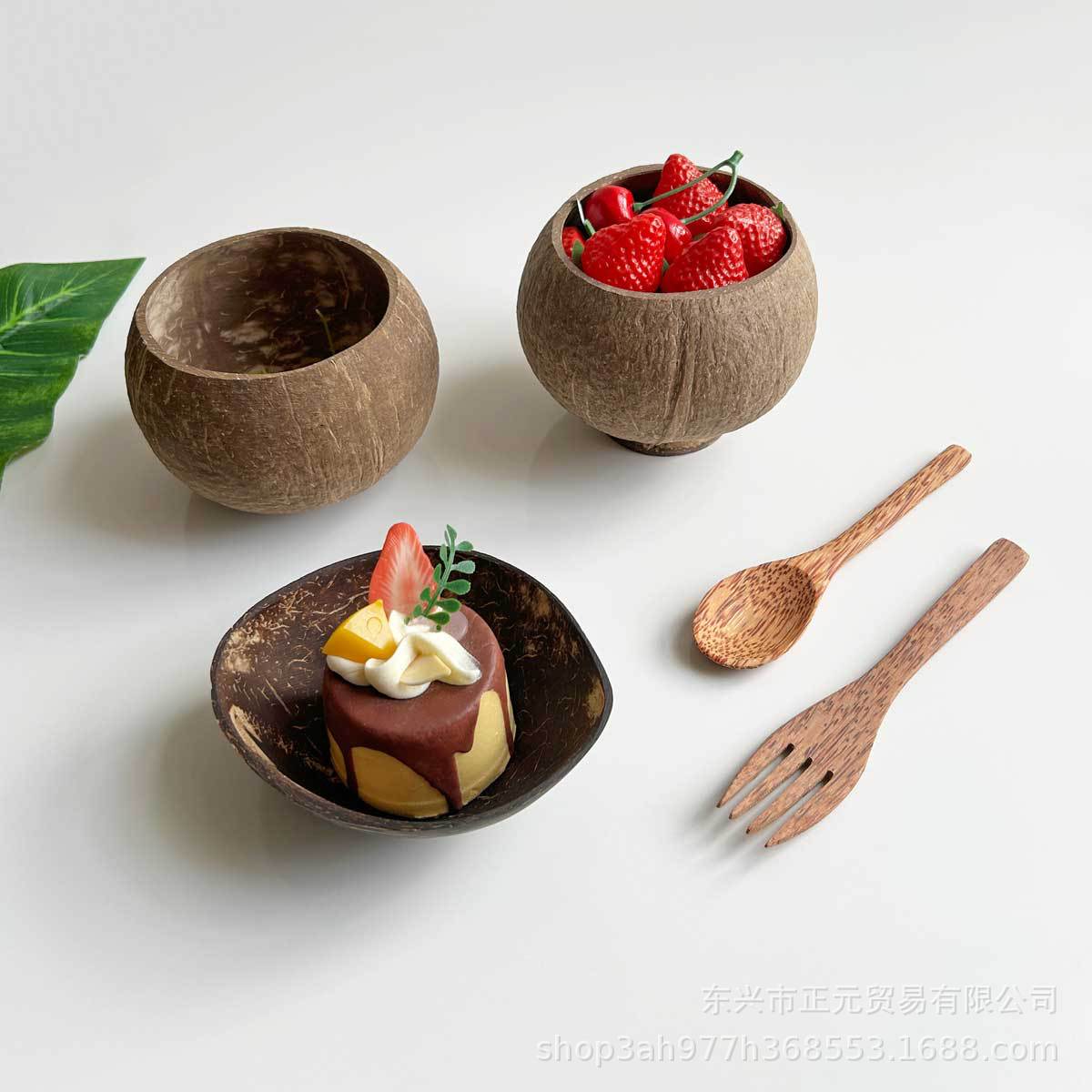 Yogurt Coconut Bowl Natural Coconut Shell Cutlery Shell Wooden Bowl Fruit Salad Dessert Bowl Fillable Food Bowl